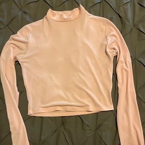 Pink crop turtleneck long sleeve